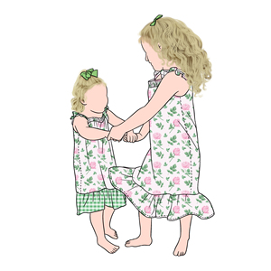Offre Spéciale été filles décontracté robe de nuit robe Plaid imprimé fleuri vêtements de nuit pour <span class=keywords><strong>soeur</strong></span> - Product Image 1