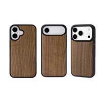 Coque de téléphone personnalisée en bois écologique, en bambou naturel, antichoc, avec protection TPU anti-rayures pour iPhone 17 Pro Max – Vente en gros