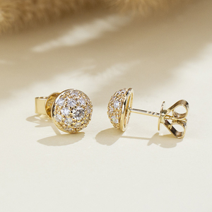 Pendientes de diamantes de laboratorio con corte redondo en oro de 18 quilates MSE-985 para mujer - Product Image 2