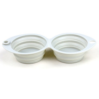 Gamelle pliable en silicone pour animaux de compagnie, avec bord renforcé robuste, pour eau et nourriture, idéale pour la marche, la randonnée et les activités de plein air.