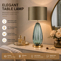 Lampe de table sans fil moderne de luxe en verre, abat-jour en tissu en forme de champignon, E27, lampe de chevet, lampe de nuit, décoration pour chambre à coucher, salon, hôtel