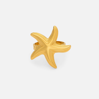 Bague série océan femmes en acier inoxydable étoile de mer ouverte or 18 carats PVD pendentif anneaux sans ternissement bijoux de plage