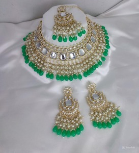 Global Wedding Industry and Ethnic Fashion Boutiques <b>Indian</b> Traditional Kundan Jewelry <b>Set</b> 18K Gold Plated Bridal Necklace - Product Image 1