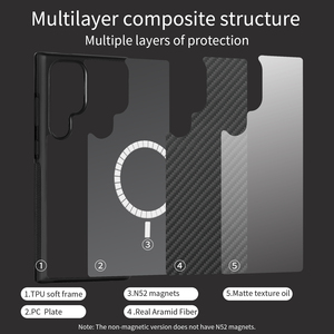 เคสโทรศัพท์หรูหราทำจากคาร์บอนไฟเบอร์แท้รุ่นใหม่สำหรับ Samsung S24 <span class=keywords><strong>S23</strong></span> <span class=keywords><strong>Ultra</strong></span> ผลิตจากอะรามิดเคฟลาร์ ดีไซน์บางเบาพิเศษพร้อมแม่เหล็ก - Product Image 5