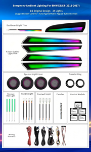 Kit di Aggiornamento Luci Ambientali X3 X4 per <span class=keywords><strong>BMW</strong></span> <span class=keywords><strong>F25</strong></span> F26 2012-2017, Illuminazione Interna a LED, Accessori Colorati Sinfonici - Product Image 4