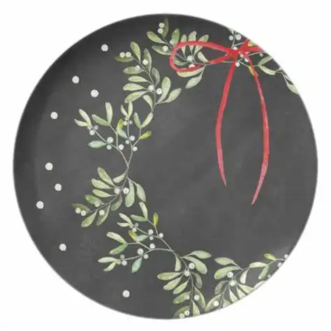 Christmas Dinnerware Melamine Cookware Round Dishes Plate Plastic Tree Food Serving Plate Tableware for Home Restaurant