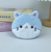 Vente en gros d'adorables portefeuilles en forme de chat porte-monnaie en peluche pour filles petit dessin animé étui pour écouteurs Bluetooth sac de rangement pour câble de données
