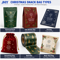 Op maat bedrukte kerst-snackzakjes met ritssluiting, van voedselveilig materiaal, voor snoep, chocolade & noten