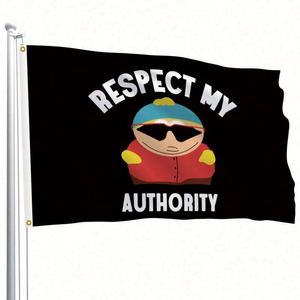 โรงงานขายส่งธงคุณภาพดี โพลีเอสเตอร์ 100D สีสันสดใส รุ่น Respect My Authority พร้อมป้ายโฆษณา - Product Image 2