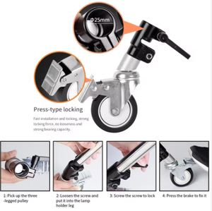 3 cái chuyên nghiệp xoay Caster bánh xe thiết lập cho nhiệm vụ nặng nề nhiếp ảnh C đứng với 25 mét đường kính phổ xoay với phanh - Product Image 4