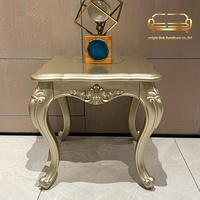 Champagne Gold Minimalist European-Style Wood Frame Light-Luxury Small Coffee Table for Living Room with No Assembly Required