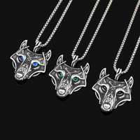 Pendentif tête de loup celtique nordique vintage, collier unisexe en acier inoxydable 316L, bijoux animaux tendance, style viking