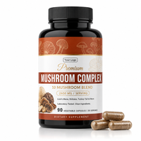 Capsules de Complexe de Champignons pour Adultes 12-en-1 Chaga Cordyceps Queue de Dinde Santé Intestinale 60 Comprimés Fournisseur Marque Privée