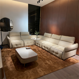 Bộ ghế sofa góc chữ L hiện đại, giá rẻ, màu nâu, chất liệu da cao cấp, nội thất phòng khách - Product Image 1