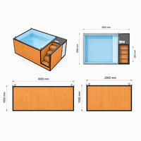 Piscines hors sol en fibre de verre pour conteneurs maritimes, piscines en WPC pour conteneurs maritimes 20 pieds 40 pieds