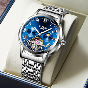 Men's Fashion Multifunctional <b>Automatic</b> Mechanical <b>Watch</b> <b>Skeleton</b> Moon Phase Luxury Wristwatch - Product Image 2