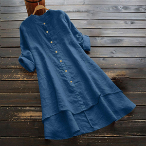 Camisa de manga larga de talla grande para mujer, blusa informal de otoño para mujer, camisa de longitud media - Product Image 4