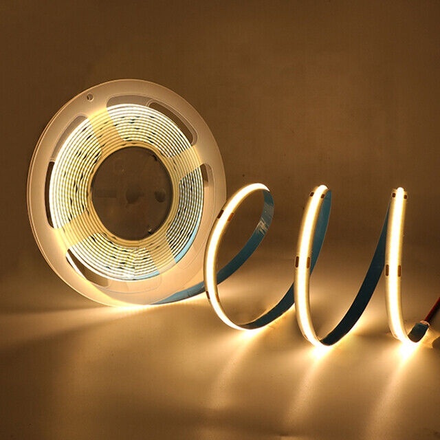 5m COB LED Strip Lights Touch and Remote Control DC 5V 4mm Ice Blue PVC Body for Home Decor