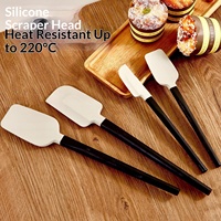 Ensemble de spatules en silicone de qualité alimentaire avec manche en bois, résistantes à la chaleur, pour crème, beurre, confiture, pâtisserie, mélange bleu