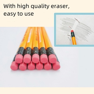 Lápices de Grafito Estándar HB Suaves para Material Escolar al por Mayor, Lápiz de Madera Amarillo con Borrador, Caja de Colores y Sacapuntas Gratis - Product Image 5