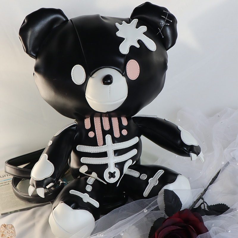 Killstar Gloomy Bear Black Vegan Leather Backpack Goth Punk Graphic Bag Okay so we updated our site and store with the Gloomy bear  main image 3