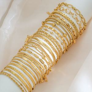 Bulk Custom Luxury 14k18k Gold Plated Fine Fancy Bracelet En Acier Inoxydable Femme Homme Bracelet & <b>Bangle</b> for <b>Women</b> - Product Image 4