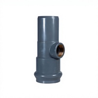 Raccord de tuyauterie PVC DIN8063, couleur grise, PN16, raccord en T à deux robinets avec vis en cuivre FM