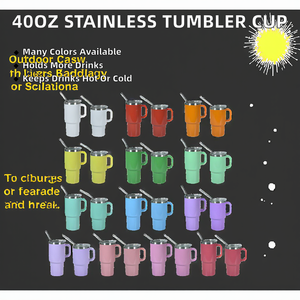Newest 40oz Brand Tumbler <b>Double</b> <b>Wall</b> Stainless Steel Vacuum Large Capacity BPA Free Party Office Cup with Handle - Product Image 2