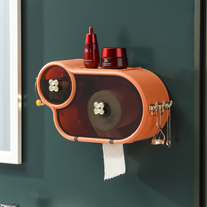 Deluxe adesivo <span class=keywords><strong>da</strong></span> <span class=keywords><strong>parete</strong></span> salviettine lavabili Dispenser <span class=keywords><strong>porta</strong></span> carta igienica con portaoggetti e ganci appesi - Product Image 2