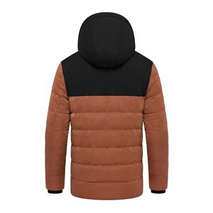 Chaqueta de burbujas premium para hombre, con capucha, tejido sólido, transpirable, cortavientos, térmica, abrigo acolchado de invierno, informal, estándar, frontal. - Product Image 6