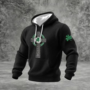 Sweat-shirt à capuche pour homme 100% coton tricoté respirant avec poche imprimé drapeau américain pour un usage décontracté - Product Image 3