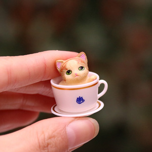 Jincan Factory Wholesale <b>Mini</b> Tea Cup Orange Cat Kitten Doll <b>Hand</b> Action Figure Blind Box Toy Accessories Decoration Ornaments - Product Image 3