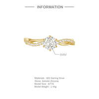 Mode vente chaude 925 en argent Sterling classique à six griffes princesse coupe CZ Zircon à la mode fête bague de mariage