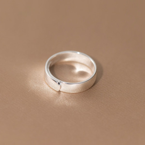 여성용 100% 리얼 999 순은 기하학 광택 넓은 표면 반지 고급 주얼리 - Product Image 5