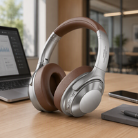 Headphone Nirkabel Over-Ear untuk Stereo HiFi 6.0 Peredam Kebisingan Pengisian Daya Tipe-C Waktu Putar 20+ Jam untuk Perjalanan dan Bermain Game