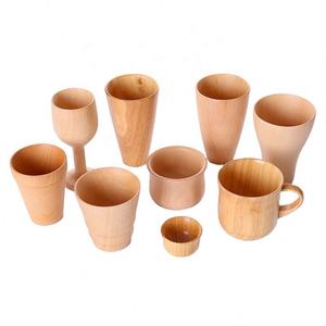 Lot de 4 tasses à thé en bois massif naturel de qualité supérieure, tasses à thé en bois tasse à café tasse à vin pour boire du thé café vin abeille tasses à thé en bois - Product Image 1