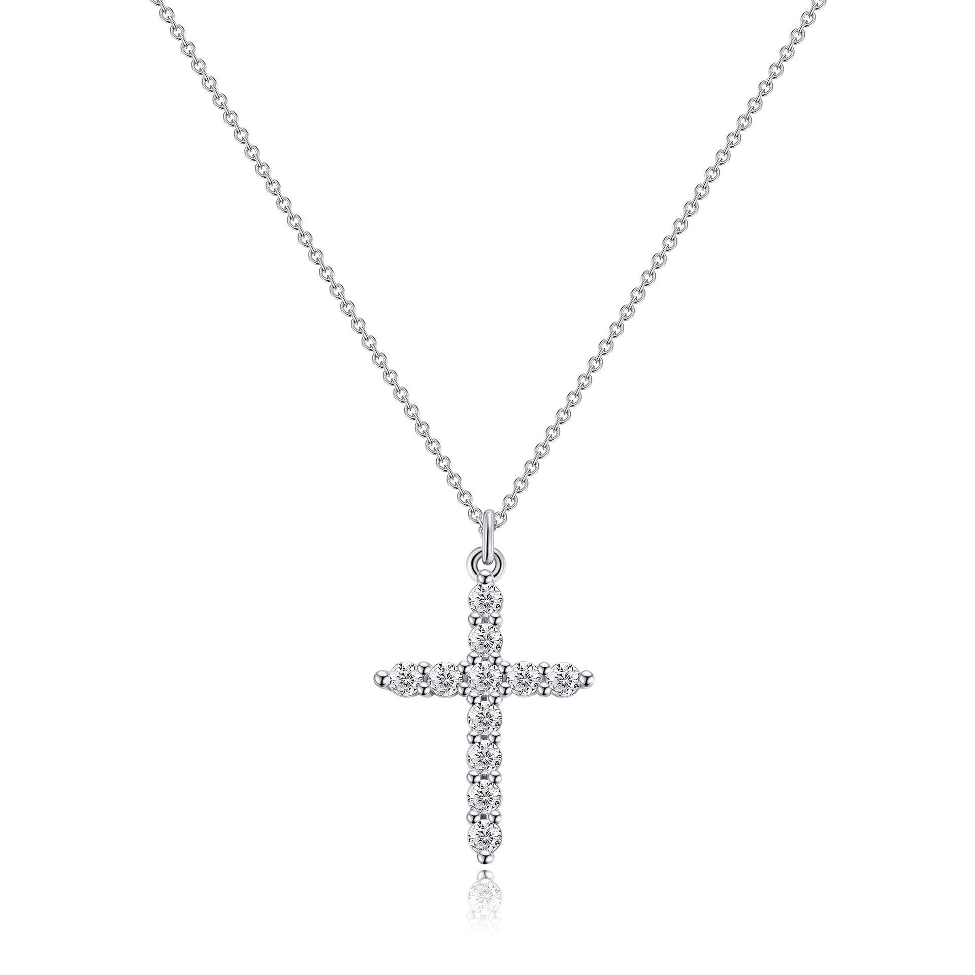 Silver brass cross necklace