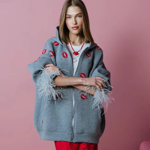 King Mcgreen Star nuova felpa <span class=keywords><strong>con</strong></span> cappuccio per le donne in autunno e in inverno un Cardigan rilassato e sciolto <span class=keywords><strong>con</strong></span> cerniere - Product Image 1