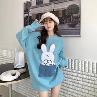 Huachao nouveaux vêtements dessin animé tricot col rond sweat à capuche pour femme surdimensionné à manches longues pull femmes pull pull