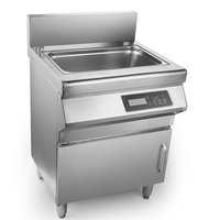 Friteuses à Induction Professionnelles 35L Grande Capacité, Commandes Tactiles, Robinet de Vidange d'Huile et Filtration Intégrée avec Meuble