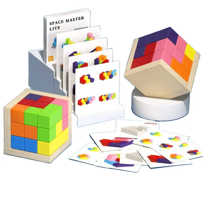 HOYE CRAFT Holz Puzzle Box Logisches Denken Spiel 3D Puzzle Tangram Kinder Brain Teaser Soma Bausteine Würfel