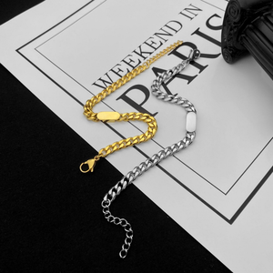 Hip Hop joyería Bisuteria Acero inoxidable oro barra en blanco Cadena <span class=keywords><strong>Cubana</strong></span> pulsera de eslabones cubanos - Product Image 5