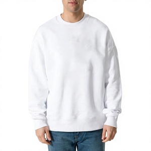 Varsity <b>Sweatshirt</b> Organic Cotton <b>White</b> Color Long Sleeves Ribbed Trims Oversized Fit Wholesale Custom <b>Sweatshirt</b> - Product Image 1