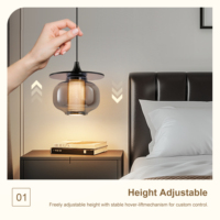 Lampu Gantung Kaca Abu-abu Asap Gaya Nordik Modern dengan LED untuk Kamar Tidur di Samping Tempat Tidur