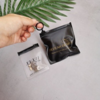 Bolsa de Plástico Negra con Cierre y Asa, Personalizada, Pequeña, Reciclable y Ecológica, de PVC, para Empaque de Cosméticos y Joyería