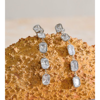 Boucles d'oreilles longues JINYOU 9070 en acier inoxydable plaqué or PVD de luxe, boucles d'oreilles pendantes géométriques en zircon cubique, bijoux pour femmes
