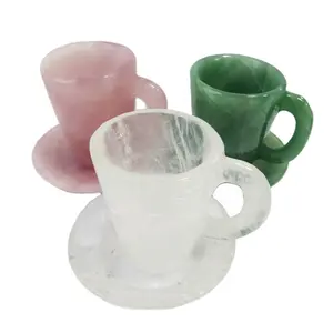 Natural Healing Gemstone Crystal Cup Hand Carved Crystal Crafts Rose Quartz Cup For Gift