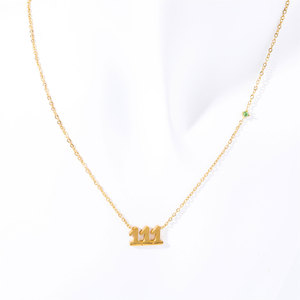 สร้อยคอเลข 222 สแตนเลส 316L ชุบทอง 14k 18k PVD สำหรับผู้หญิง ขายส่ง - Product Image 5
