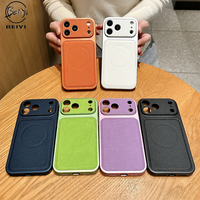 Coque de téléphone portable de luxe magnétique antichoc anti-traces de doigts en PU+PC, très vendue, pour iPhone 13/14/15/16/17 Pro Max