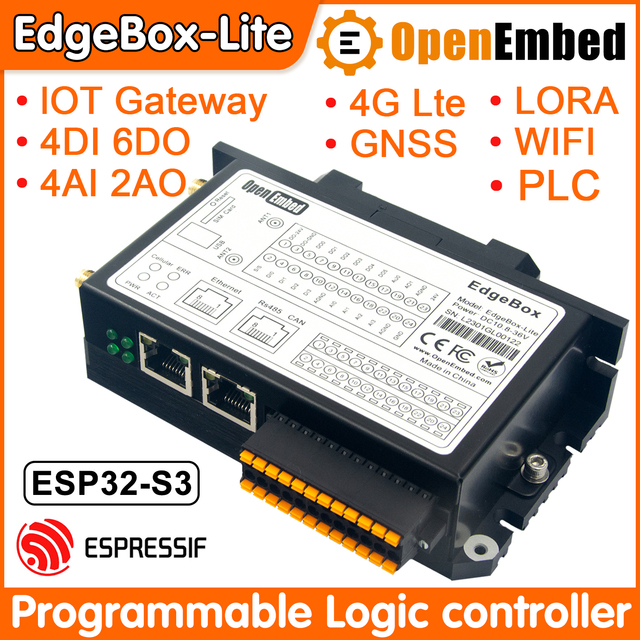 Custom Industrial PLC Controller ESP32-S3 Based 4G LTE RS485 Wifi IoT CAN Gateway Control EdgeBox Python Programming Controller